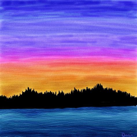 Sunset On The Inlet Sunrise Painting Easy Landscape Paintings