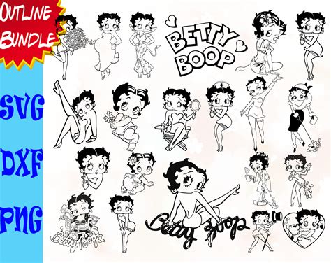 Betty Boop Outline Svg Png Dxf For Cut Files Cricut Etsy
