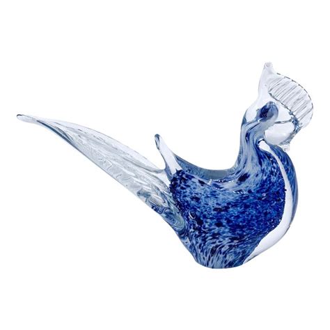 Blue Aventurine Venetian Murano Glass Bird Paperweight Chairish