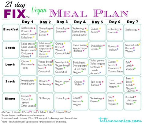 5 Best Images Of Dinner 21 Day Fix Weekly Meal Planner Printable Free