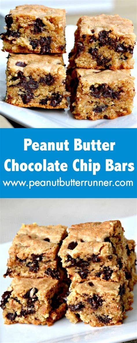 These bars are loaded with peanut butter, oats, and other good for you ingredients. Peanut Butter Chocolate Chip Bars - Peanut Butter Runner