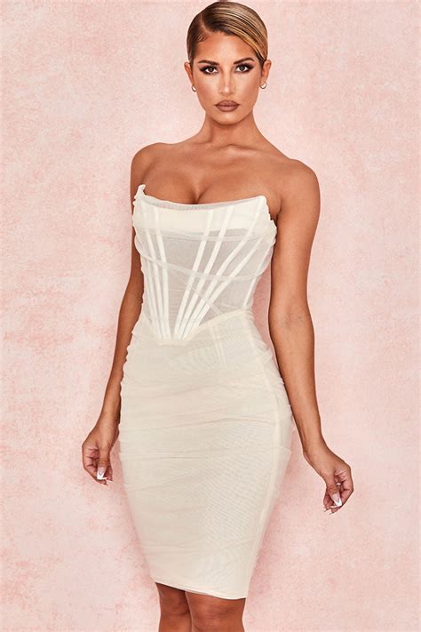 Chic Ruched Strapless Mini Corset Cocktail Party Dress White Rosedress