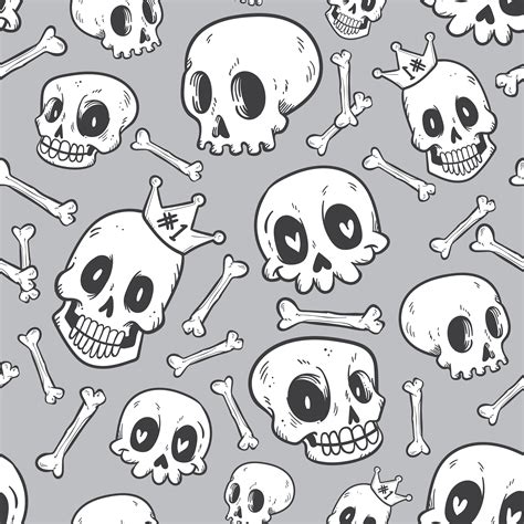 Seamless Pattern Cute Doodle Skull Collection 506229 Vector Art At Vecteezy