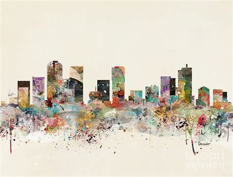 Denver Skyline Painting By Bri Buckley Fine Art America