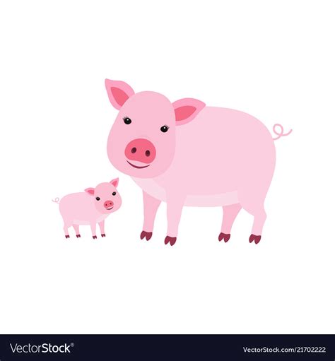 Cute Cartoon Mother Pig With Her Cub Royalty Free Vector