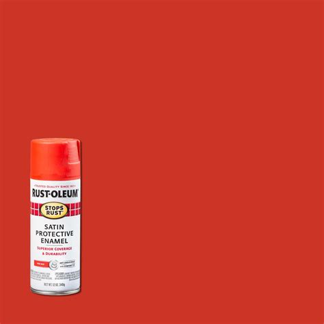 Rust Oleum Stops Rust 12 Oz Protective Enamel Satin Fire Red Spray