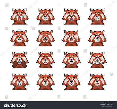 Set Cute Red Panda Avatars Emojis Stock Vector Royalty Free 1784411564