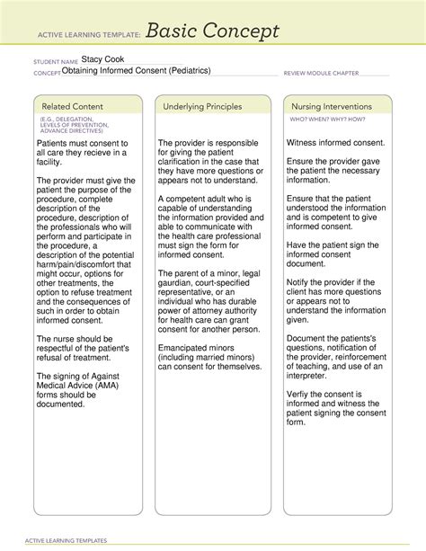 Ati Basic Concept Informed Consent Peds Practice A Active