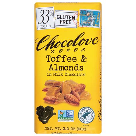 Save On Chocolove Toffee And Almonds In Milk Chocolate 33 Cocoa Order