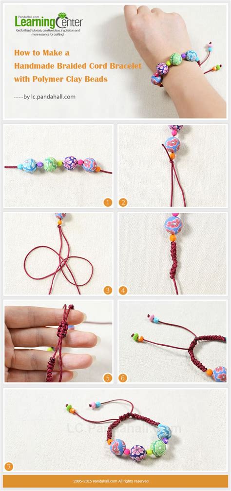 How To Make A Handmade Braided Cord Bracelet With Polymer Clay Beads Beaded Jewelry Diy Clay