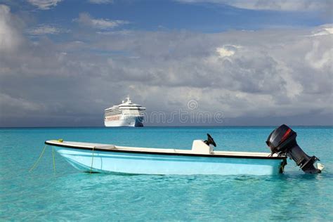 Cruise Ship And Fishing Boat In Blue Ocean Img