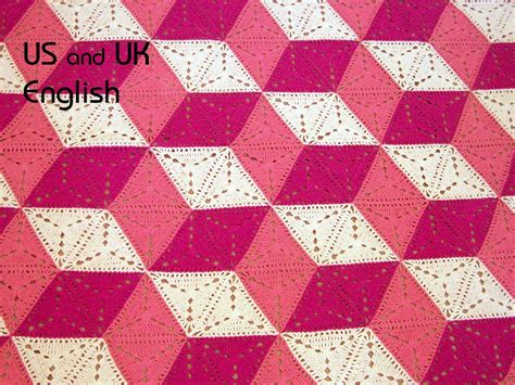 3d Illusion Blanket Crochet Pattern Stacked Cubes Optical Illusion Tumbling Blocks Granny