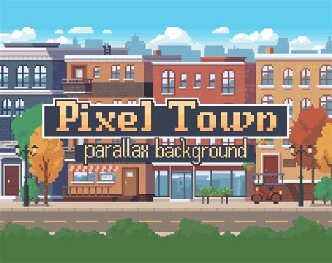 Pixel Town Parallax Pixel Art Background By Digital Moons