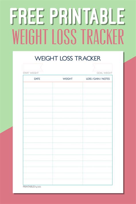 Cashing In On Life Free Weight Loss Tracker Printable Cakepins