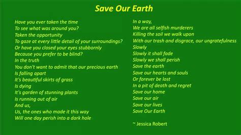 Save The Earth Environmental Awareness Poem Youtube