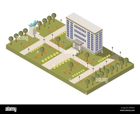 Isometric University And Campus Composition With University Building