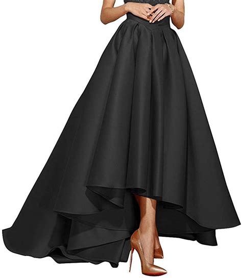 A Line High Low Prom Skirts Maxi Satin Formal Party Dresses Wedding