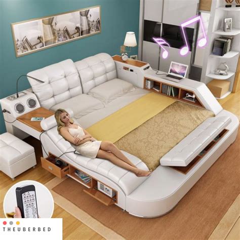 the ultimate bed with integrated massage chair and bluetooth speakers theuberbed modern bed