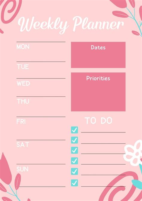 Page 9 Free And Customizable Weekly Planner Templates Canva