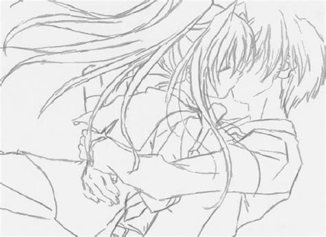 Cute Anime Kissing Coloring Pages