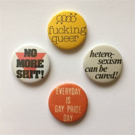4 Queer Button Badges Vintage Remake Lgbtq Pride Pins Etsy