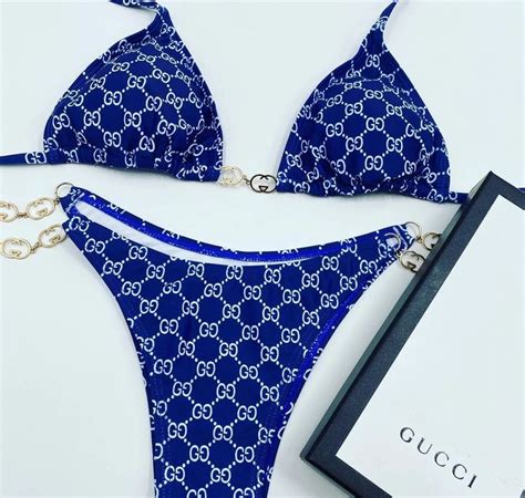 Gucci Inspired Bathing Suit Xl Blue In 2021 Bikinis Bikini