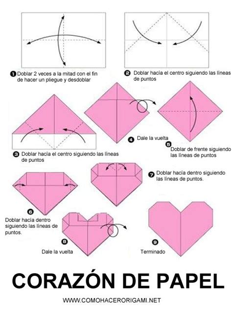 Corazón Origami Paso A Paso Corazones De Papel Diagramas De Origami