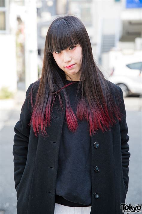Harajuku Girl W Pink Dip Dye Maxi Coat White And Heeled Loafers