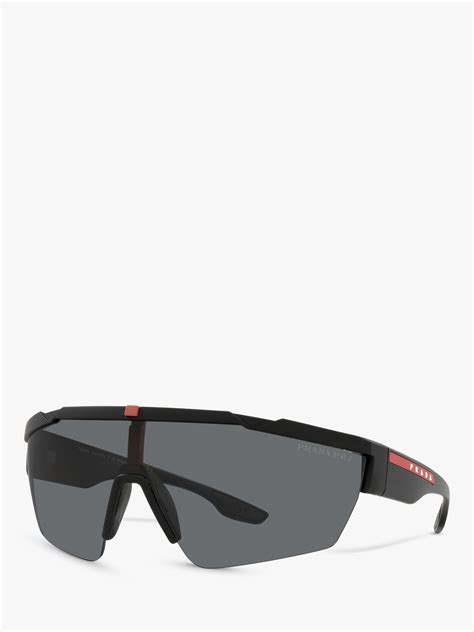 prada linea rossa ps 03xs men s polarised sunglasses rubber black at john lewis and partners