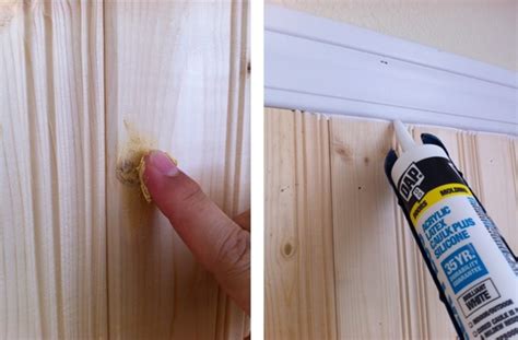 The dust from sanding wood of the same species is preferable, as larger sawdust may show unwanted. DIY: Tongue & Groove Walls | Centsational Girl