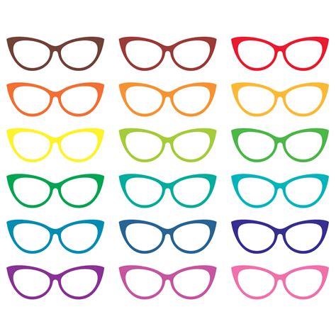 Colored Eyeglasses Clipart Vector Eyeglasses Graphics Fashion Clipart Digital Images Etsy