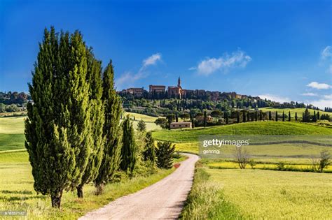 Italian Landscape With The Hilltop Town Of Pienza In Tuscany High Res