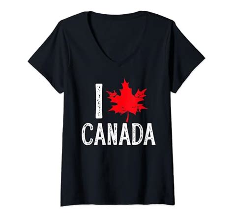 Womens I Love Canada V Neck T Shirt Clothing