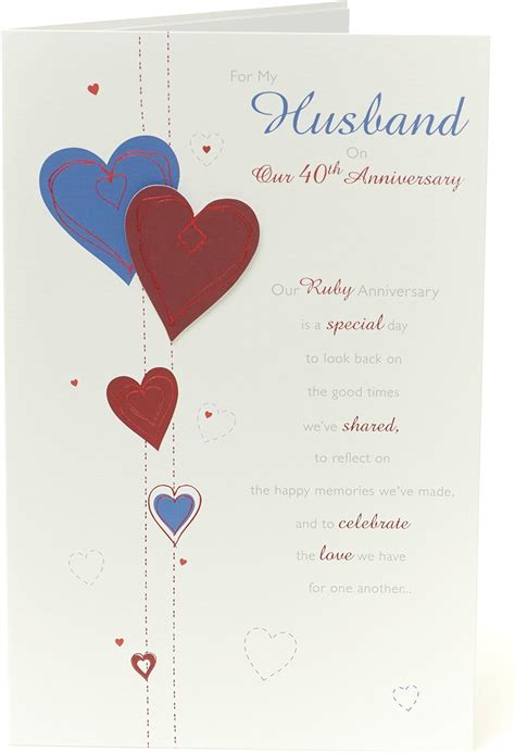 40th Wedding Anniversary Card Husband Ruby Wedding Anniversary Card