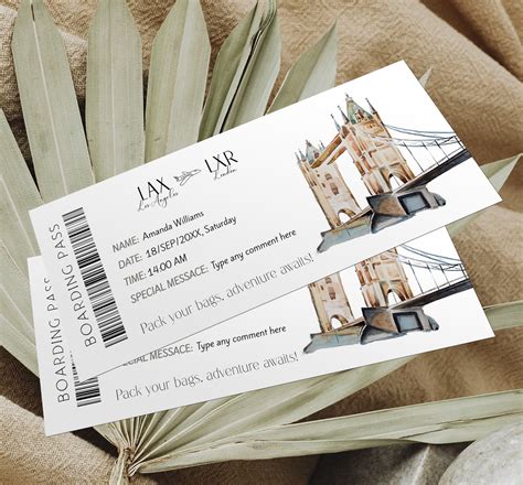 Editable Boarding Plane Ticket Boarding Pass Gift Ticket To Etsy