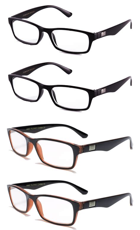 4 Pair Rf9020 Ig Slim Sleek Temple Design Reading Glasses 2 Black And 2 Brown 100