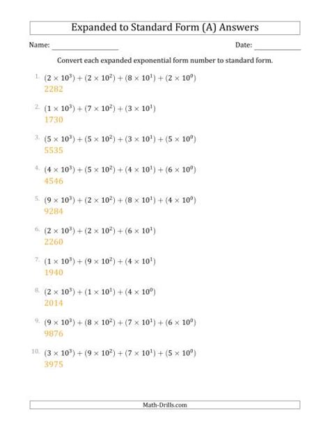 Converting Expanded Exponential Form Numbers To Standard Form 4 Digit