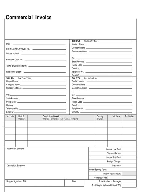 Ups Commercial Invoice Fill Online Printable Fillable Blank