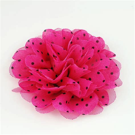 Fuchsia Polka Dot Fabric Flower Pin