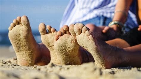 Image Of Close Up Of Sandy Feet On Beach Austockphoto
