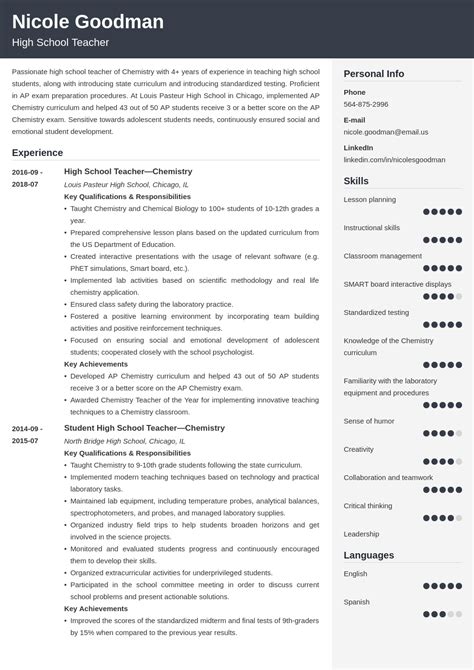 High School Teacher Resume Examples Template And Guide