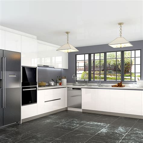 I think the floor should be white as well. OPPEIN Kitchen in africa » L-Shaped White Laminate Kitchen ...