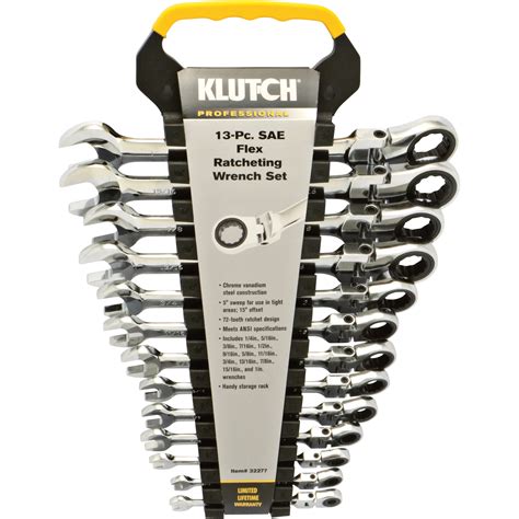 Klutch Flex Ratchet Wrench Set — 13 Pc Sae 14in1in Northern