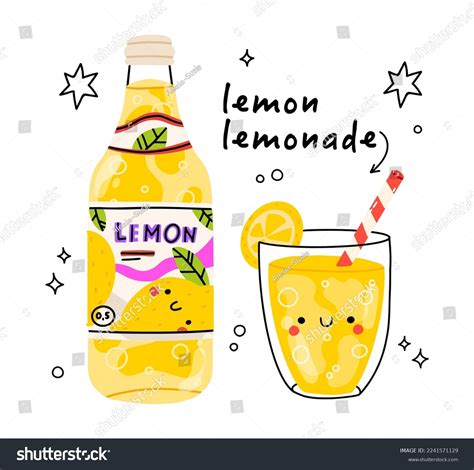 Cute Lemonade Glass Bottle Lemonade Isolated Stock Vector Royalty Free