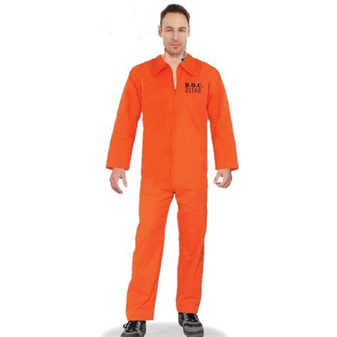 Classical Style Orange Prisoner Jumpsuit Halloween Mens Costumes