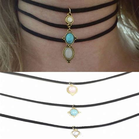 3x Beautiful Choker Necklaces Charms Pendant Vintage Chocker Hippy