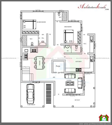4 Bed House Plan With Pooja Room Architecture Kerala House Floor