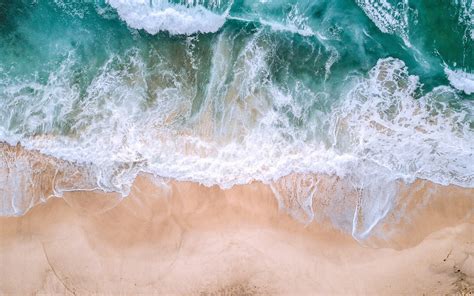 Обои Красивый пляж море волны пена вид сверху 1242x2688 iphone 11 pro xs max Изображение