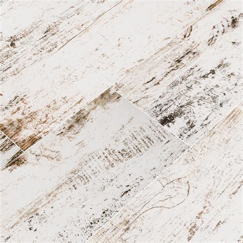 8x36 Vintage Lace White Distressed Wood Look Plank Porcelain Tile