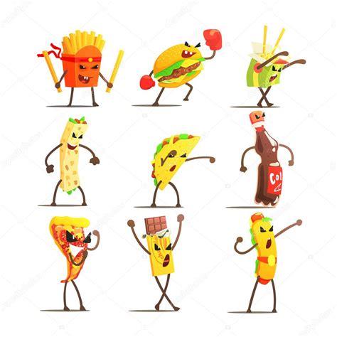 Fast Food Cartoon Characters Set Stock Vector Image By ©topvectors